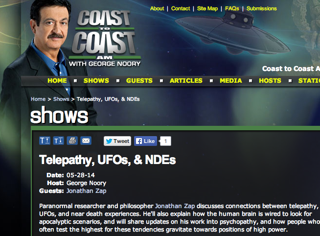 Zap on Coast-to-Coast AM Wednsday May 28